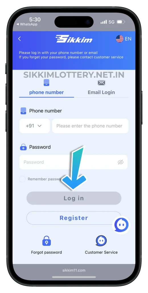 sikkimlottery-login-page